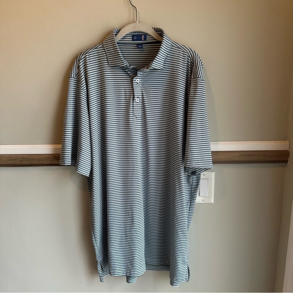 Stitch green gray stripe Golf Polo Performance Stretch Lightweight​​